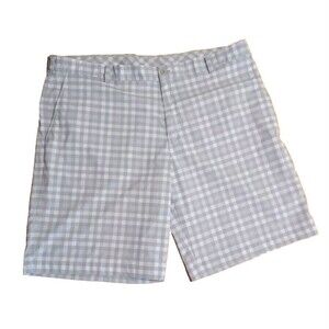 Nike Golf Fit Dry Shorts Mens 42  White And Grey Plaid